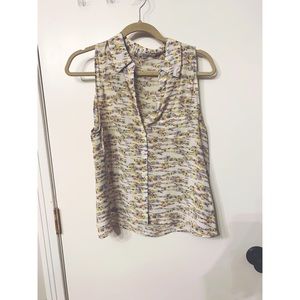 Equipment Floral Collared Tank Flowy Button Down